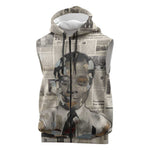 James Baldwin Sleeveless Zip Hoodie Vintage Newspaper Style
