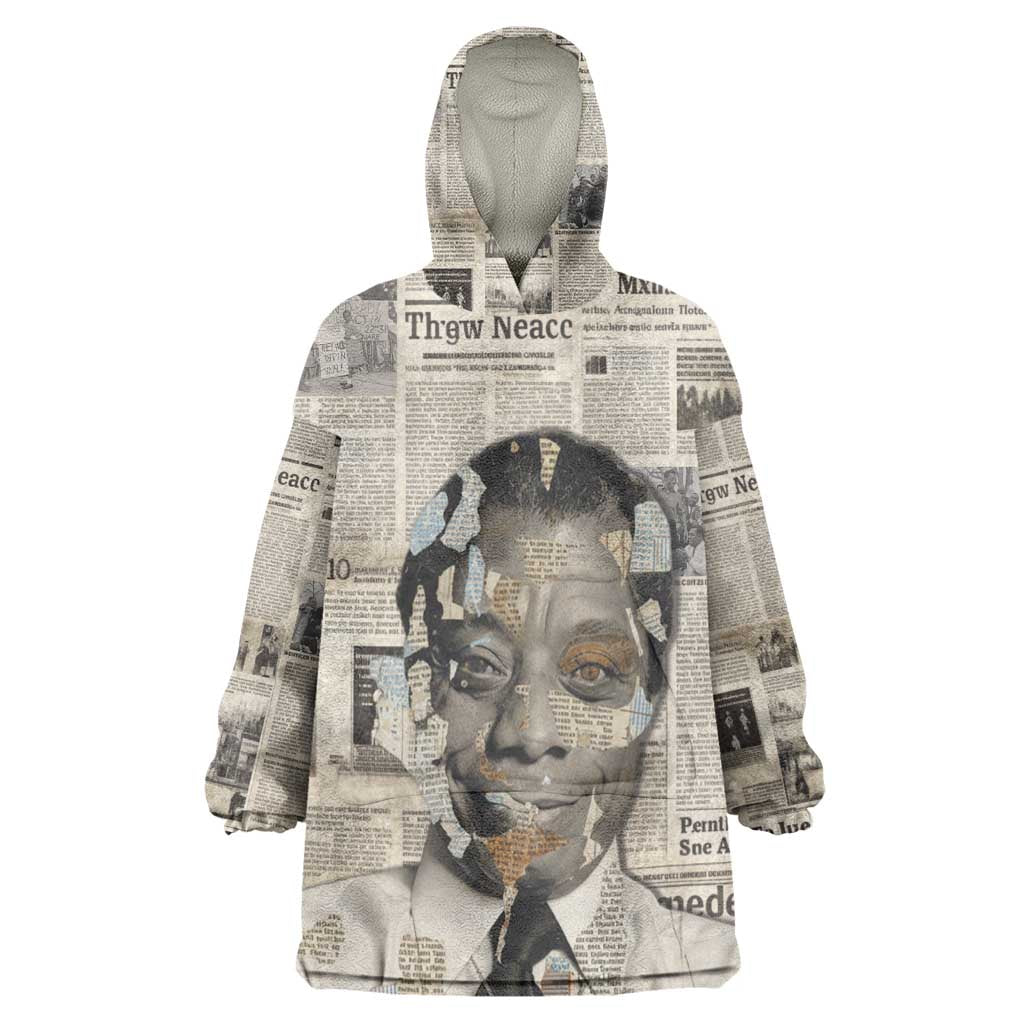 James Baldwin Wearable Blanket Hoodie Vintage Newspaper Style