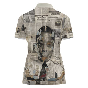 James Baldwin Women Polo Shirt Vintage Newspaper Style