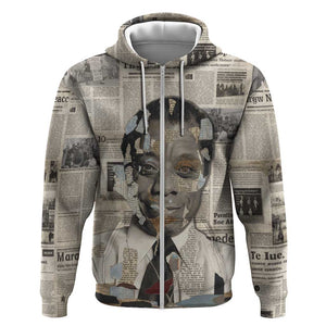 James Baldwin Zip Hoodie Vintage Newspaper Style