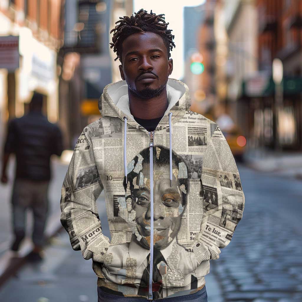 James Baldwin Zip Hoodie Vintage Newspaper Style