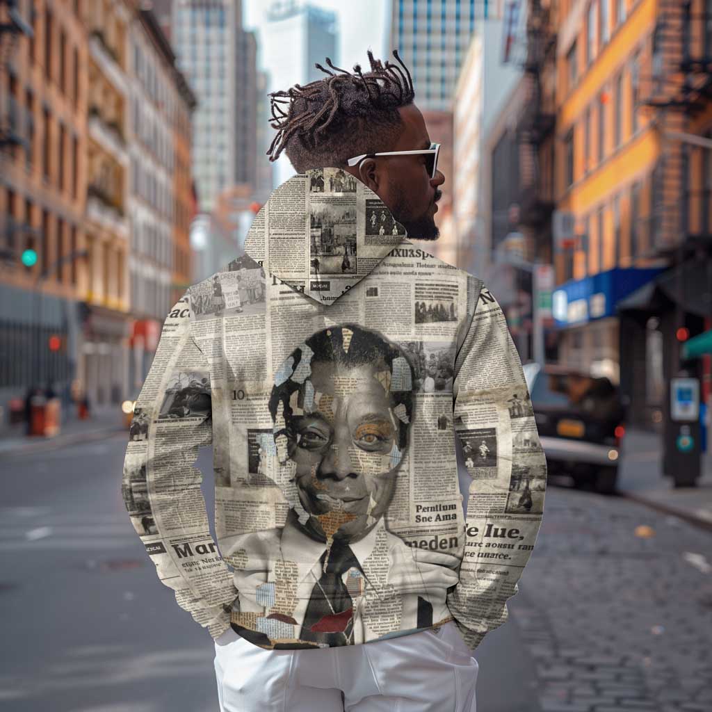 James Baldwin Zip Hoodie Vintage Newspaper Style