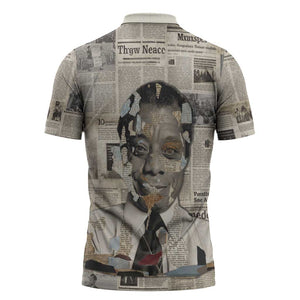 James Baldwin Zipper Polo Shirt Vintage Newspaper Style