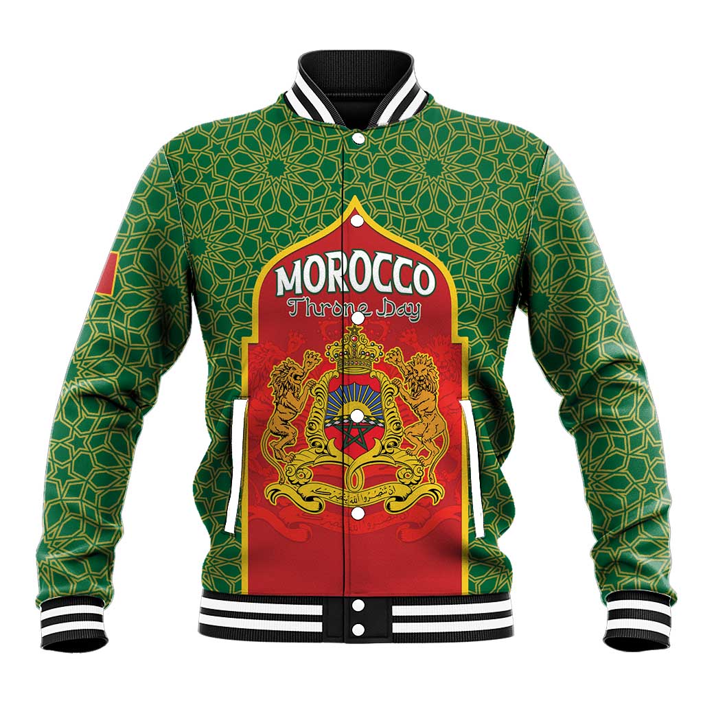 Personalized Morocco Fete du Trone Baseball Jacket King Lion