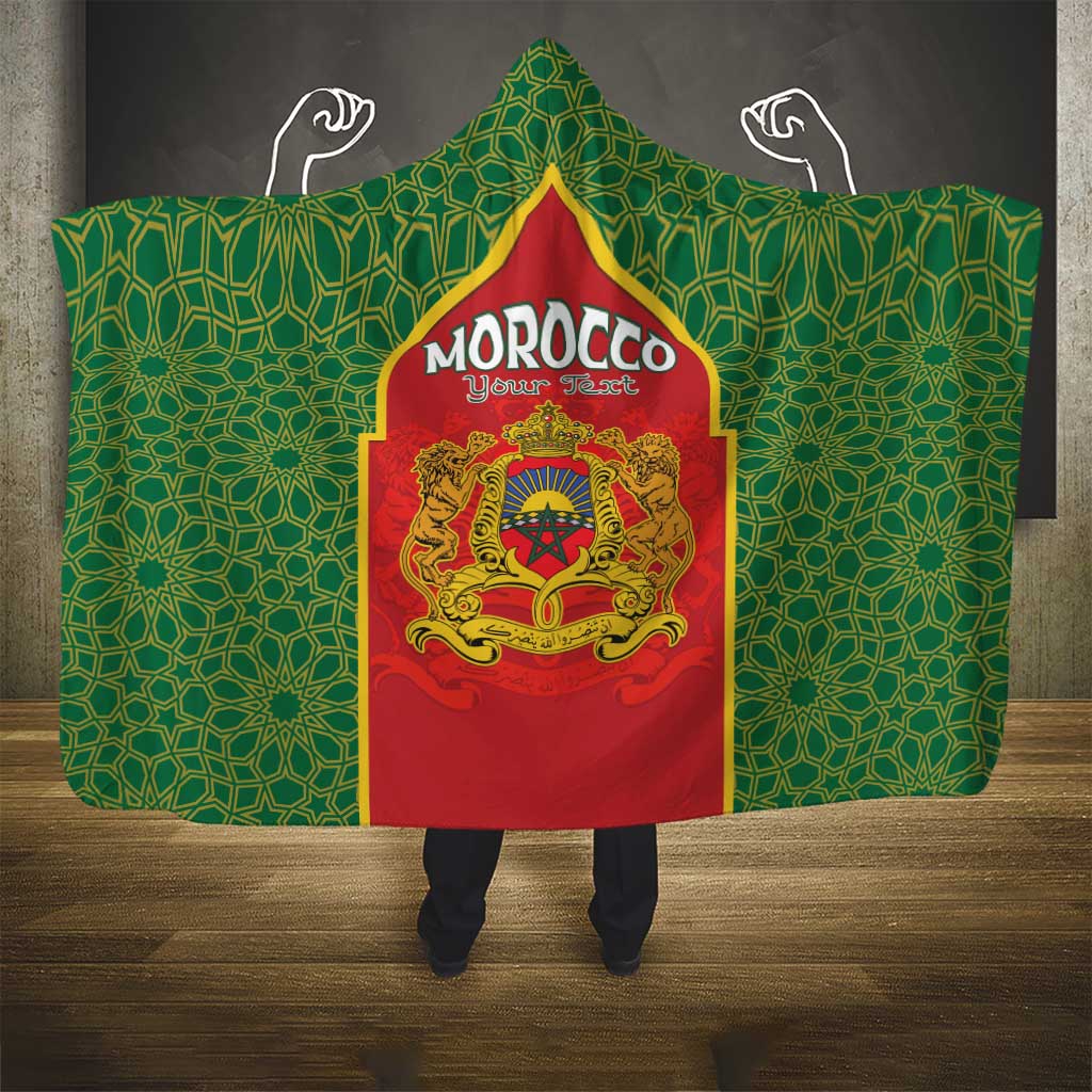 Personalized Morocco Fete du Trone Hooded Blanket King Lion