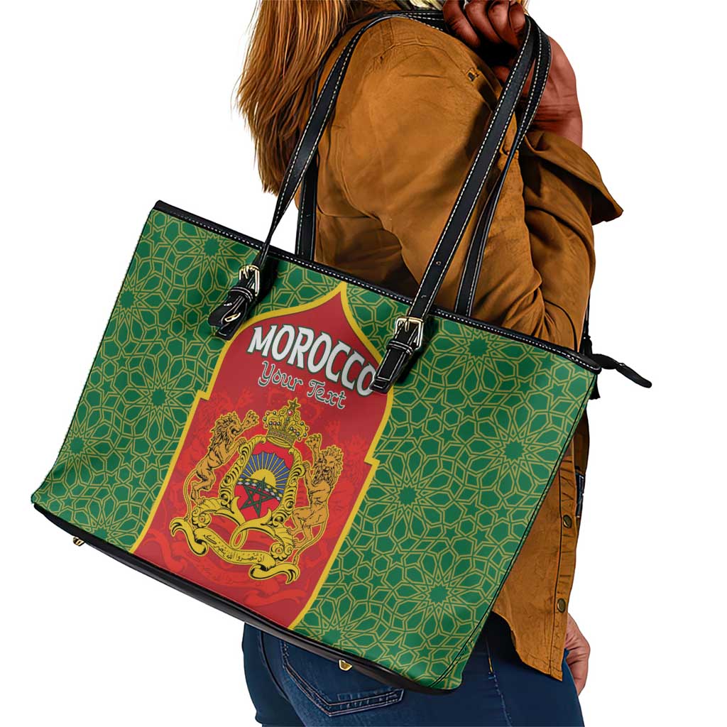 Personalized Morocco Fete du Trone Leather Tote Bag King Lion