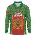 Personalized Morocco Fete du Trone Long Sleeve Polo Shirt King Lion