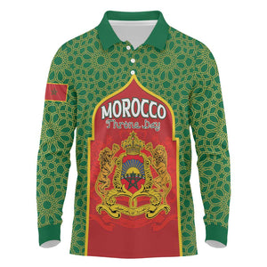 Personalized Morocco Fete du Trone Long Sleeve Polo Shirt King Lion