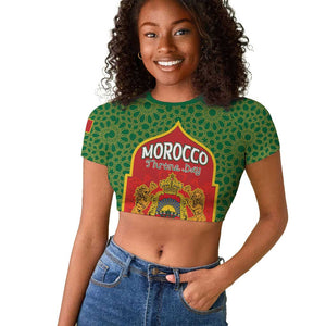 Personalized Morocco Fete du Trone Raglan Cropped T shirt King Lion