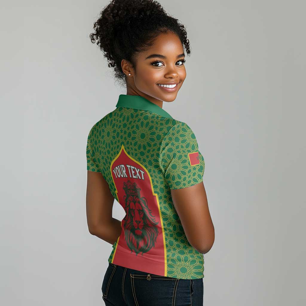 Personalized Morocco Fete du Trone Women Polo Shirt King Lion