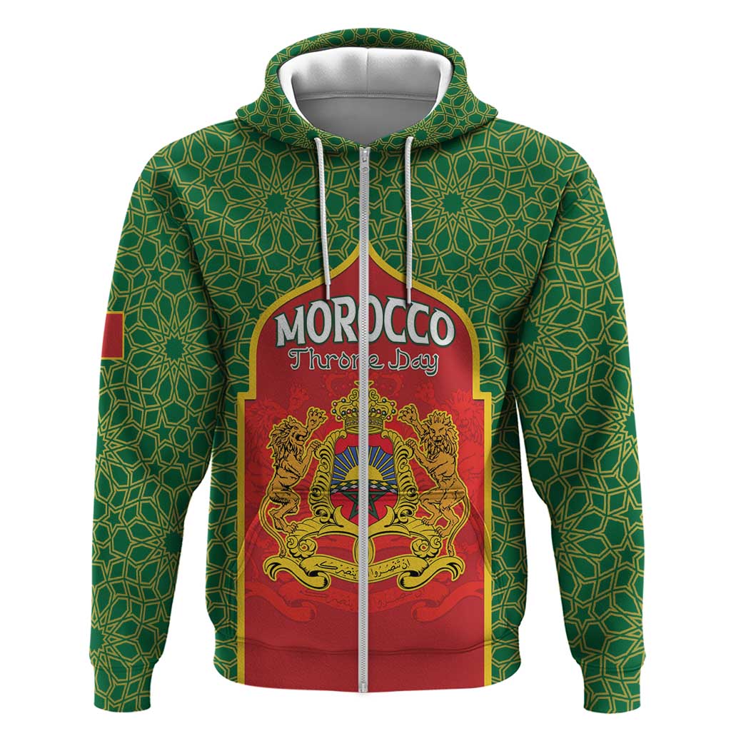 Personalized Morocco Fete du Trone Zip Hoodie King Lion