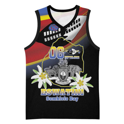 Personalized Eswatini Somhlolo Day Basketball Jersey Coat Of Arms With Map LT15