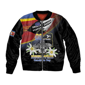 Personalized Eswatini Somhlolo Day Bomber Jacket Coat Of Arms With Map - African Pride