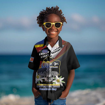 Personalized Eswatini Somhlolo Day Kid Hawaiian Shirt Coat Of Arms With Map - African Pride