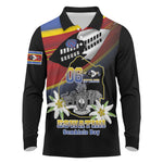 Personalized Eswatini Somhlolo Day Long Sleeve Polo Shirt Coat Of Arms With Map - African Pride