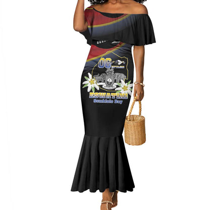 Personalized Eswatini Somhlolo Day Mermaid Dress Coat Of Arms With Map - African Pride