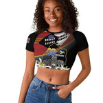 Personalized Eswatini Somhlolo Day Raglan Cropped T shirt Coat Of Arms With Map - African Pride