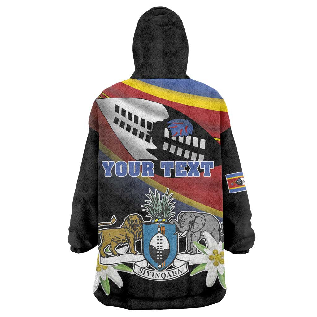 Personalized Eswatini Somhlolo Day Wearable Blanket Hoodie Coat Of Arms With Map - African Pride