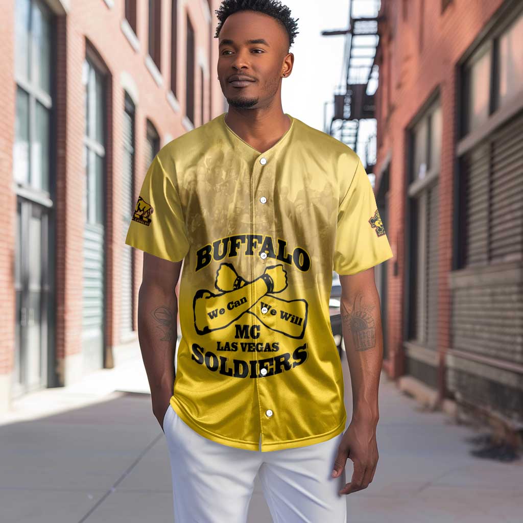 Personalized Buffalo Soldier Baseball Jersey African American Heroes - Yellow - African Pride
