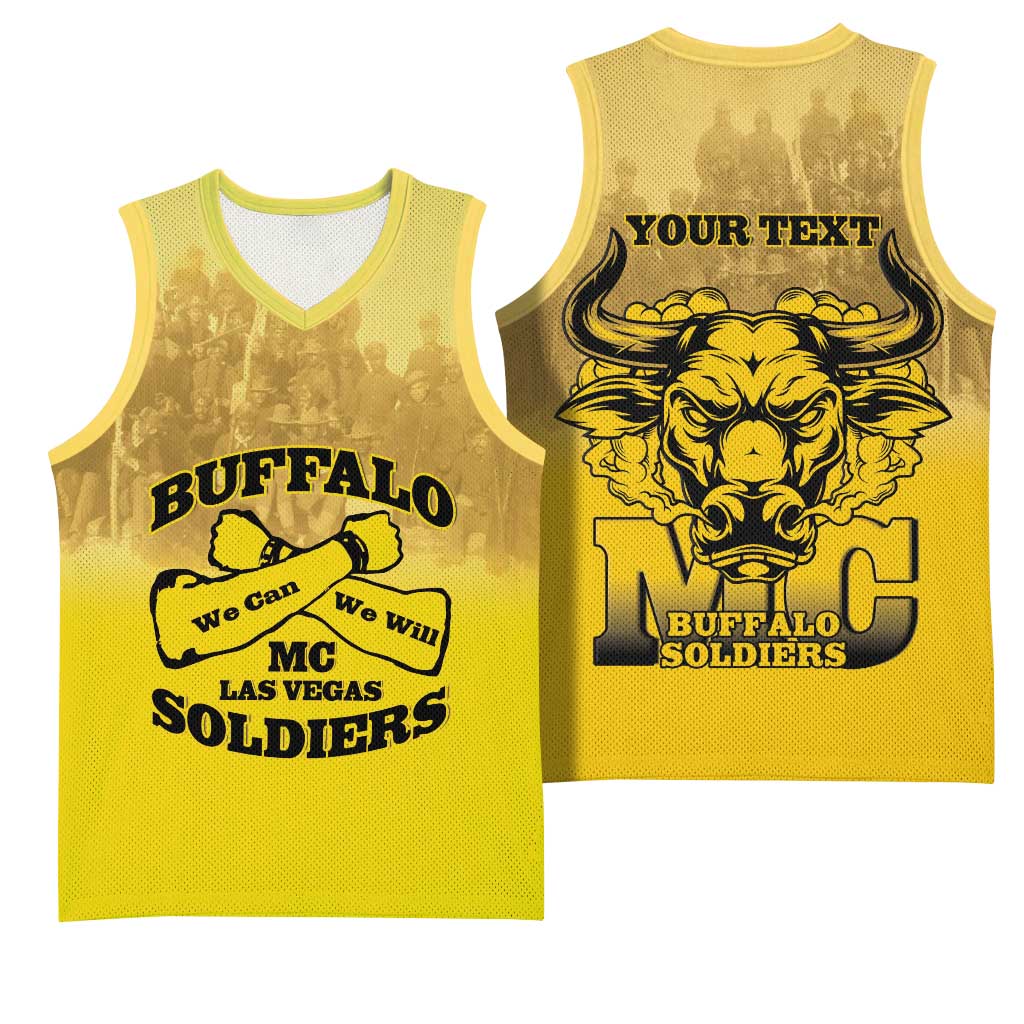 Personalized Buffalo Soldier Basketball Jersey African American Heroes - Yellow LT15