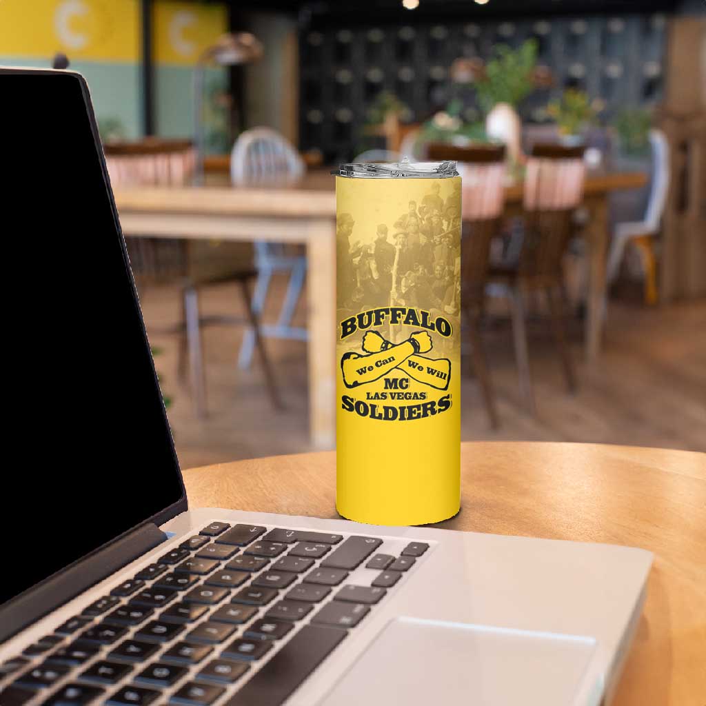 Personalized Buffalo Soldier Skinny Tumbler African American Heroes - Yellow - African Pride