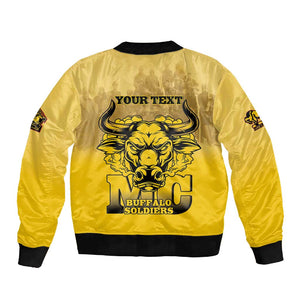 Personalized Buffalo Soldier Sleeve Zip Bomber Jacket African American Heroes - Yellow - African Pride