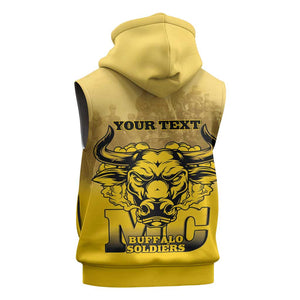 Personalized Buffalo Soldier Sleeveless Hoodie African American Heroes - Yellow - African Pride