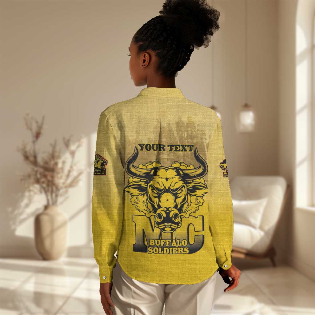 Personalized Buffalo Soldier Women Casual Shirt African American Heroes - Yellow - African Pride
