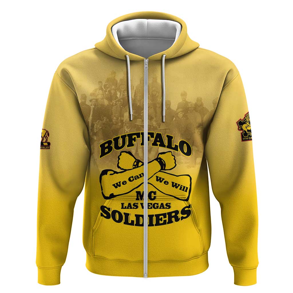 Personalized Buffalo Soldier Zip Hoodie African American Heroes - Yellow - African Pride