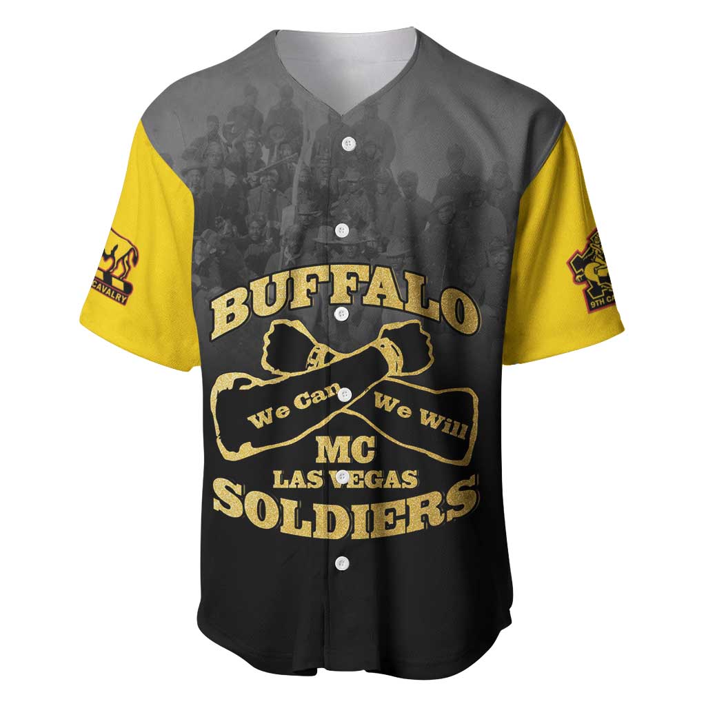 Personalized Buffalo Soldier Baseball Jersey African American Heroes - Black - African Pride