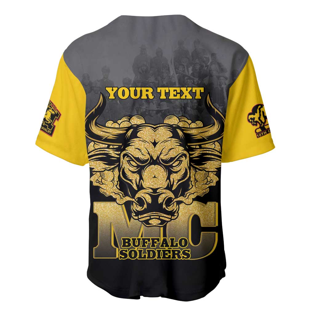 Personalized Buffalo Soldier Baseball Jersey African American Heroes - Black - African Pride