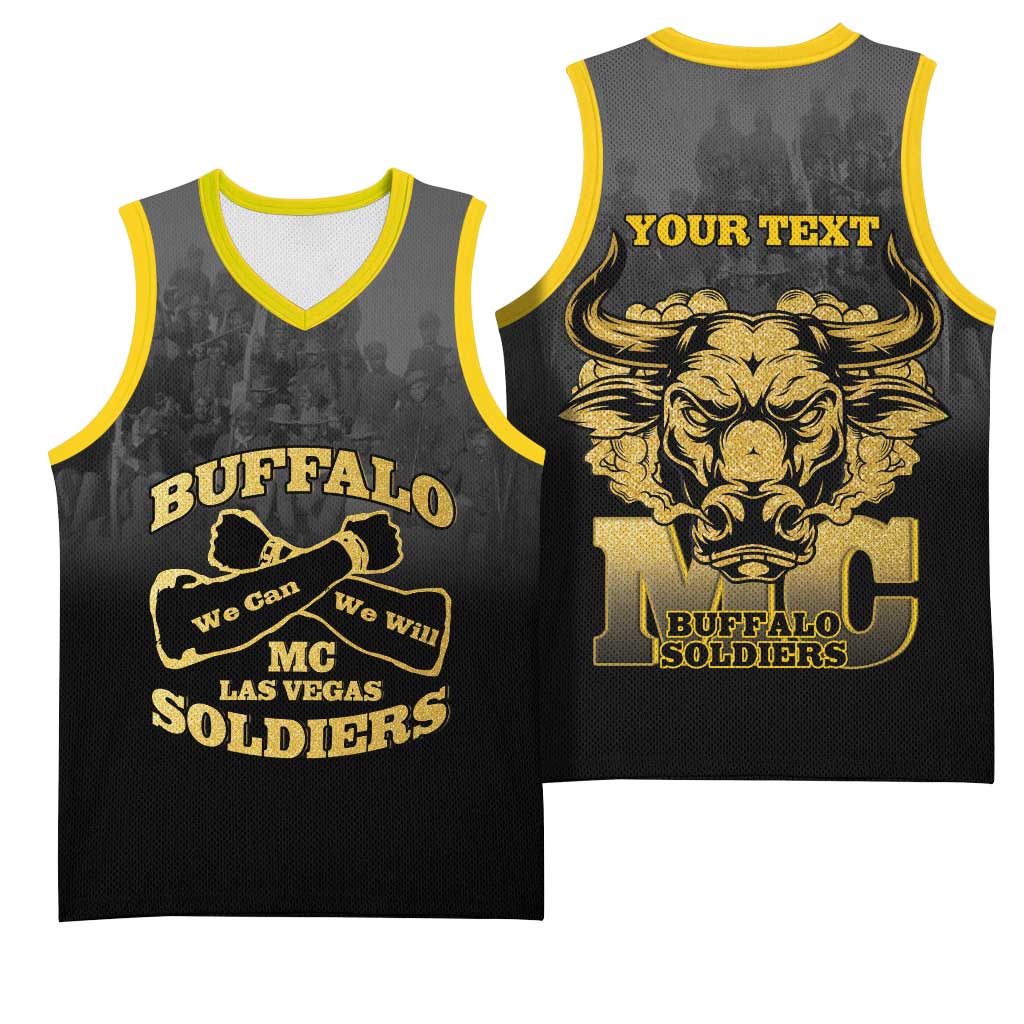 Personalized Buffalo Soldier Basketball Jersey African American Heroes - Black LT15