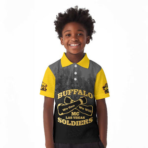 Personalized Buffalo Soldier Kid Polo Shirt African American Heroes - Black - African Pride