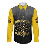 Personalized Buffalo Soldier Long Sleeve Button Shirt African American Heroes - Black - African Pride