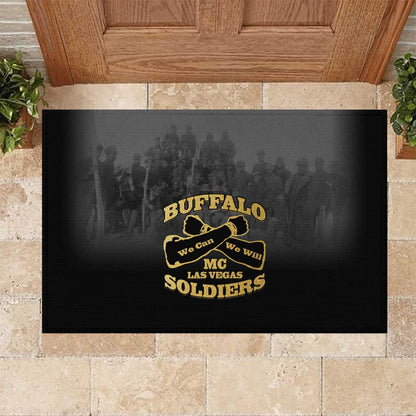 Buffalo Soldier Rubber Doormat African American Heroes - Black - African Pride