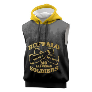 Personalized Buffalo Soldier Sleeveless Hoodie African American Heroes - Black - African Pride