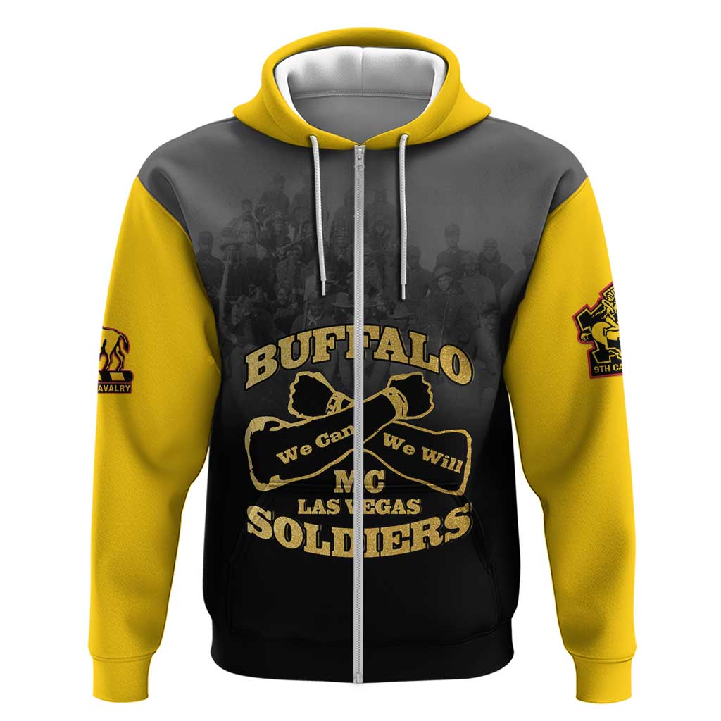 Personalized Buffalo Soldier Zip Hoodie African American Heroes - Black - African Pride