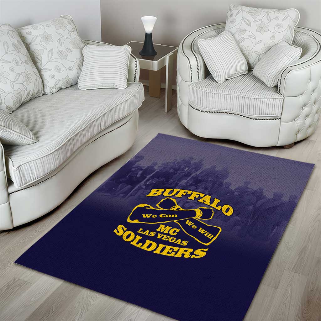 Buffalo Soldier Area Rug African American Heroes - Navy Blue - African Pride