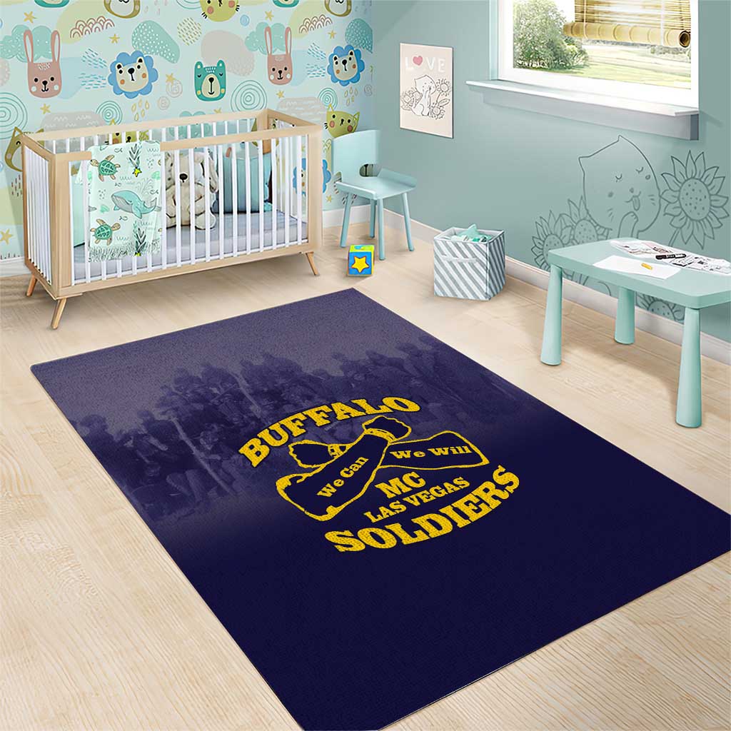 Buffalo Soldier Area Rug African American Heroes - Navy Blue - African Pride