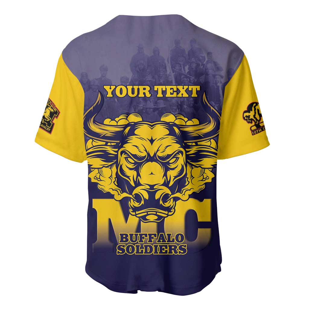 Personalized Buffalo Soldier Baseball Jersey African American Heroes - Navy Blue - African Pride