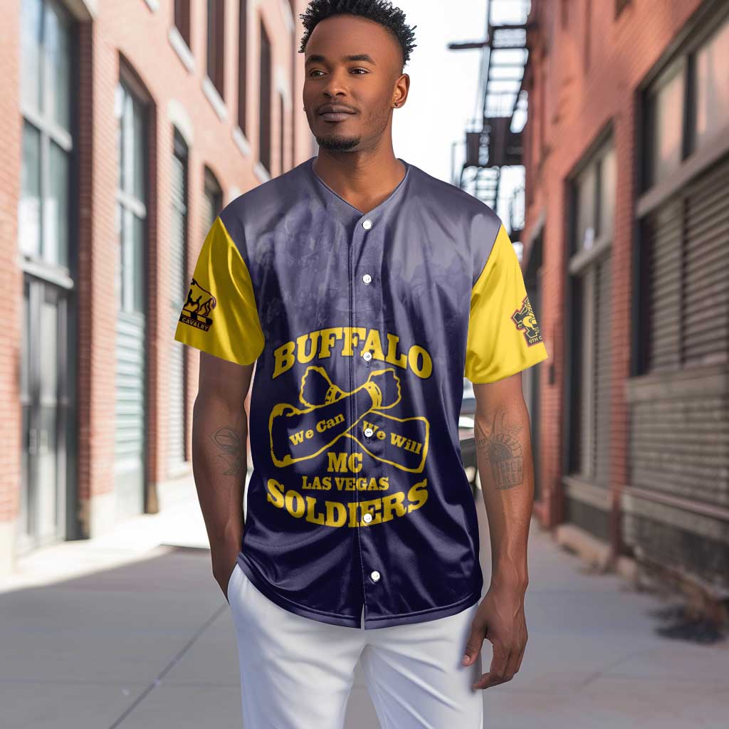 Personalized Buffalo Soldier Baseball Jersey African American Heroes - Navy Blue - African Pride