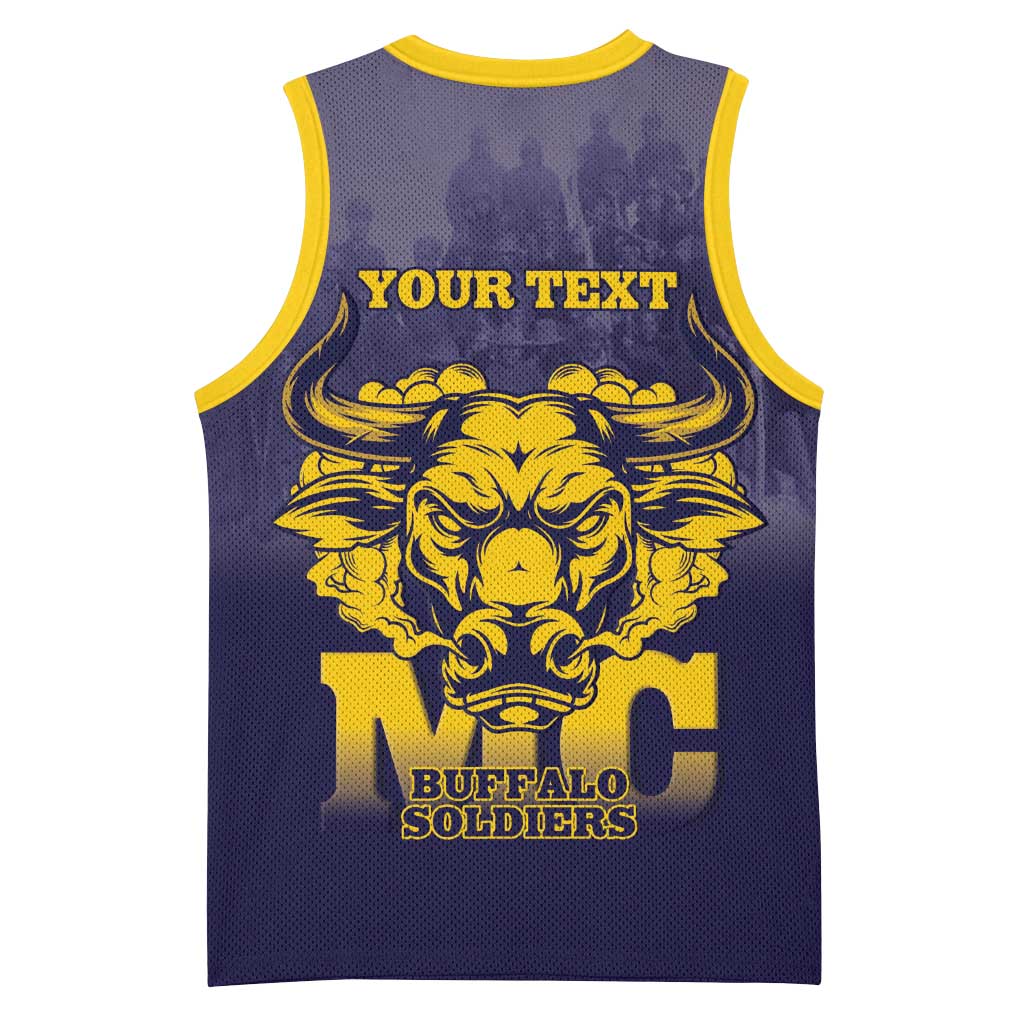 Personalized Buffalo Soldier Basketball Jersey African American Heroes - Navy Blue LT15