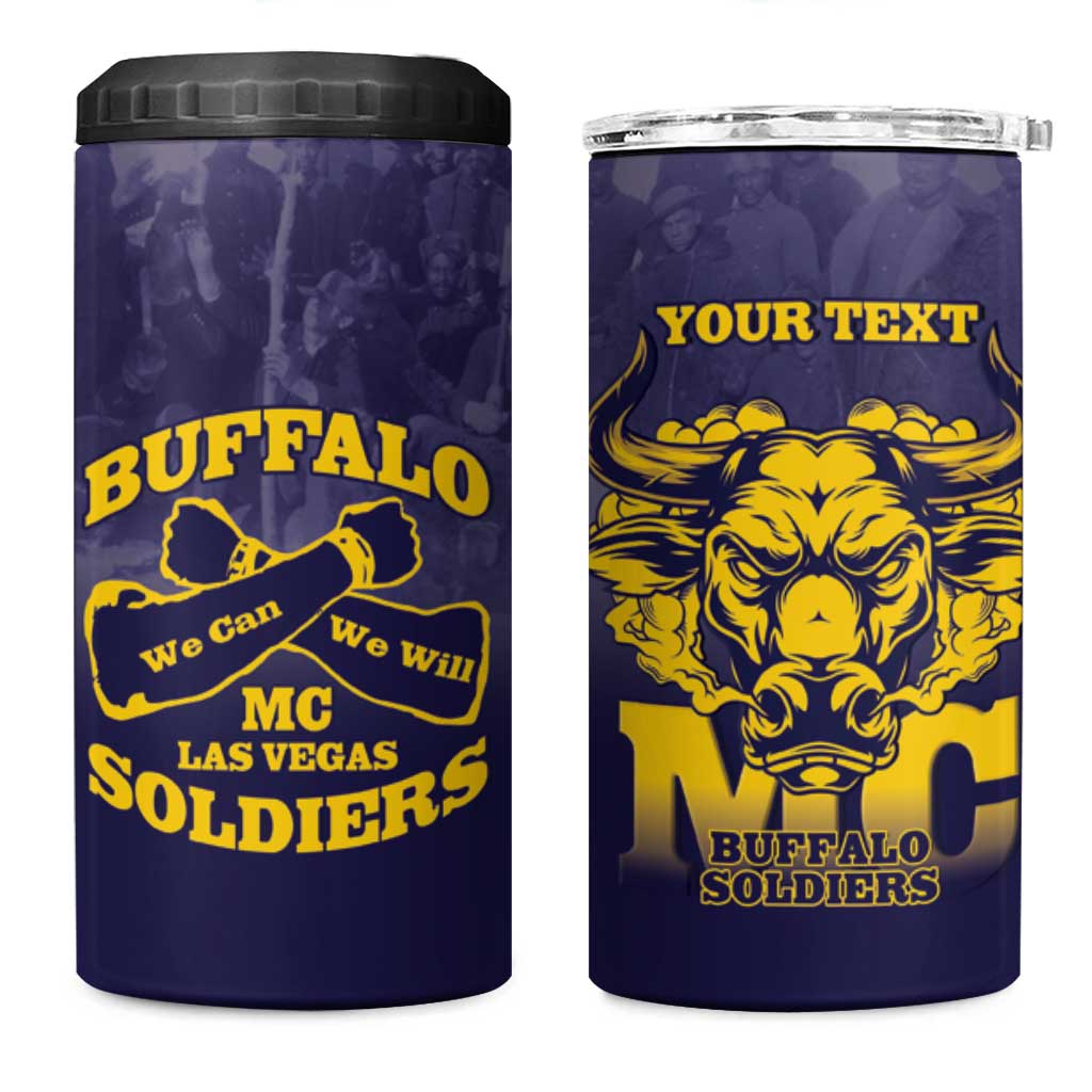 Personalized Buffalo Soldier 4 in 1 Can Cooler Tumbler African American Heroes - Navy Blue - African Pride