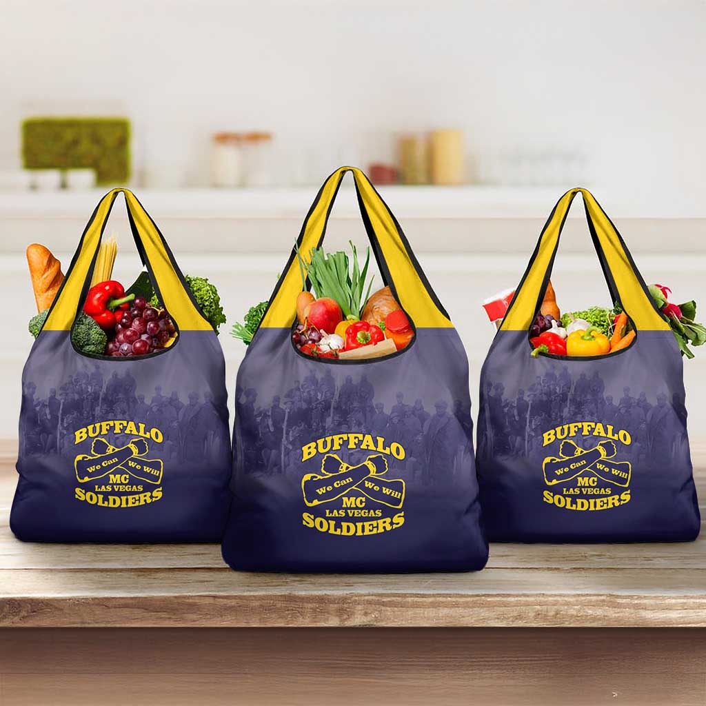 Buffalo Soldier Grocery Bag African American Heroes - Navy Blue - African Pride