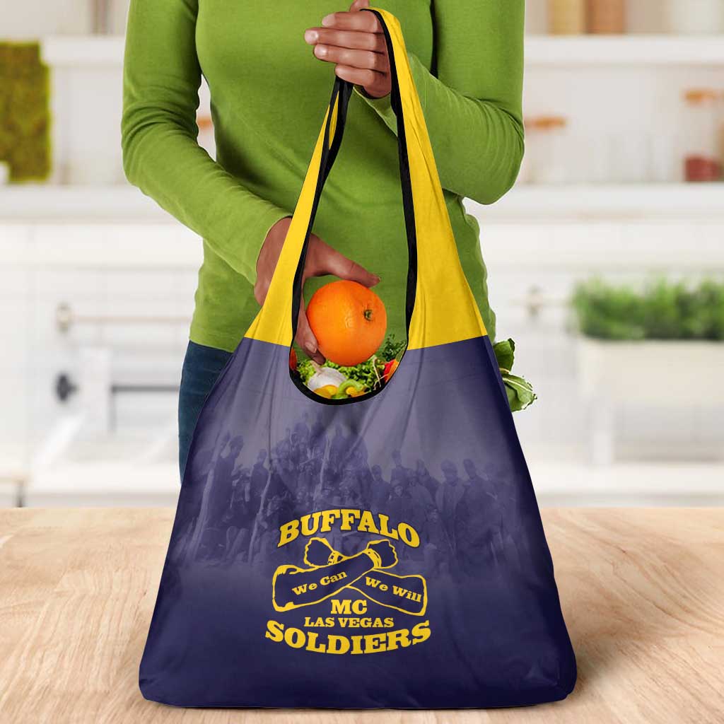 Buffalo Soldier Grocery Bag African American Heroes - Navy Blue - African Pride