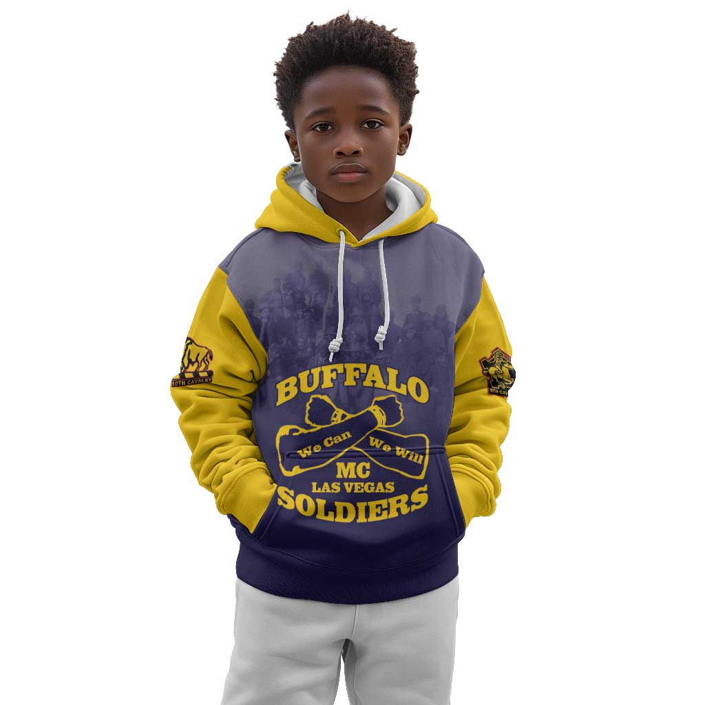 Personalized Buffalo Soldier Kid Hoodie African American Heroes - Navy Blue - African Pride