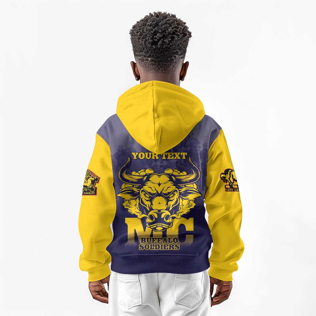 Personalized Buffalo Soldier Kid Hoodie African American Heroes - Navy Blue - African Pride