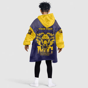 Personalized Buffalo Soldier Kid Wearable Blanket Hoodie African American Heroes - Navy Blue - African Pride