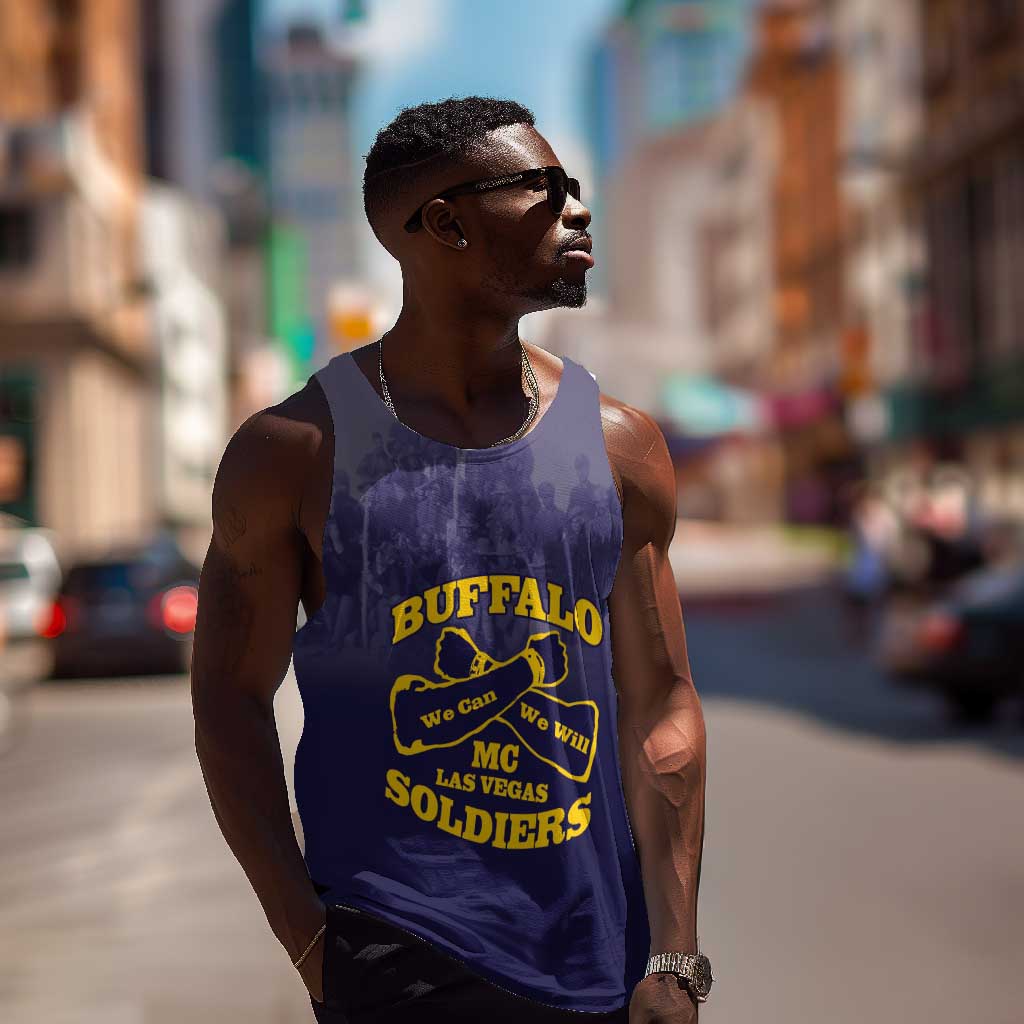 Personalized Buffalo Soldier Men Tank Top African American Heroes - Navy Blue - African Pride