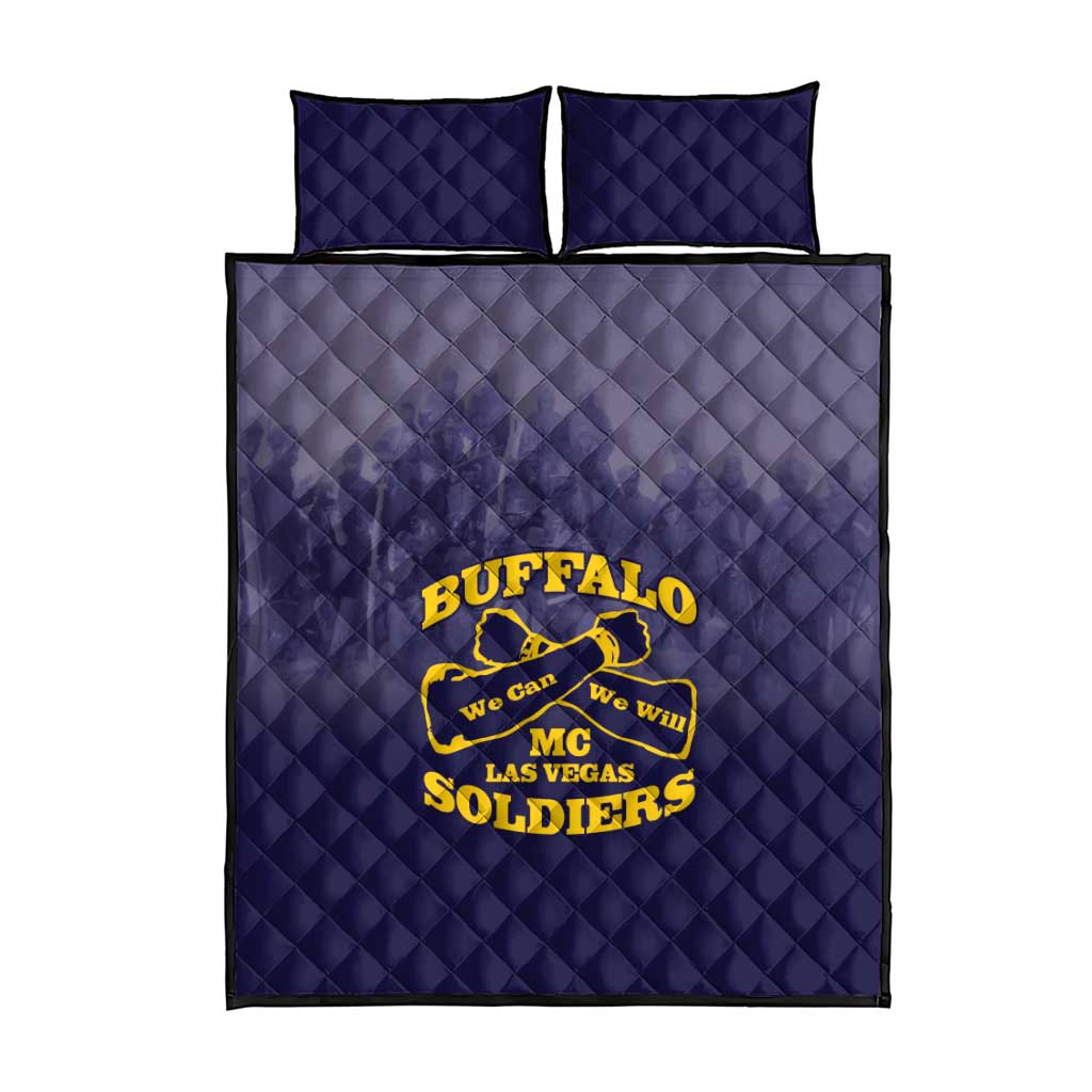 Buffalo Soldier Quilt Bed Set African American Heroes - Navy Blue - African Pride